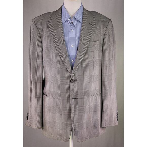 Giorgio Armani Black Label Current Black/Tan Plaid Wool-Silk 2-Btn Sportcoat 42R - Picture 2 of 9
